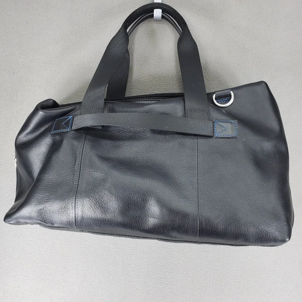 Robert Graham Duffel Bag Black Leather Pebbled Weekender Travel Luggage Bag